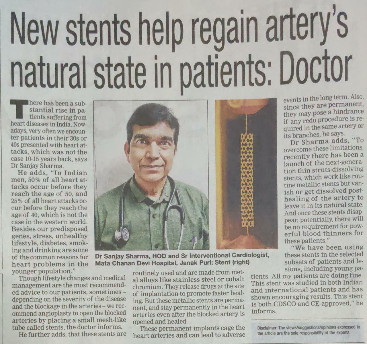 Featured in the press for advanced stent work